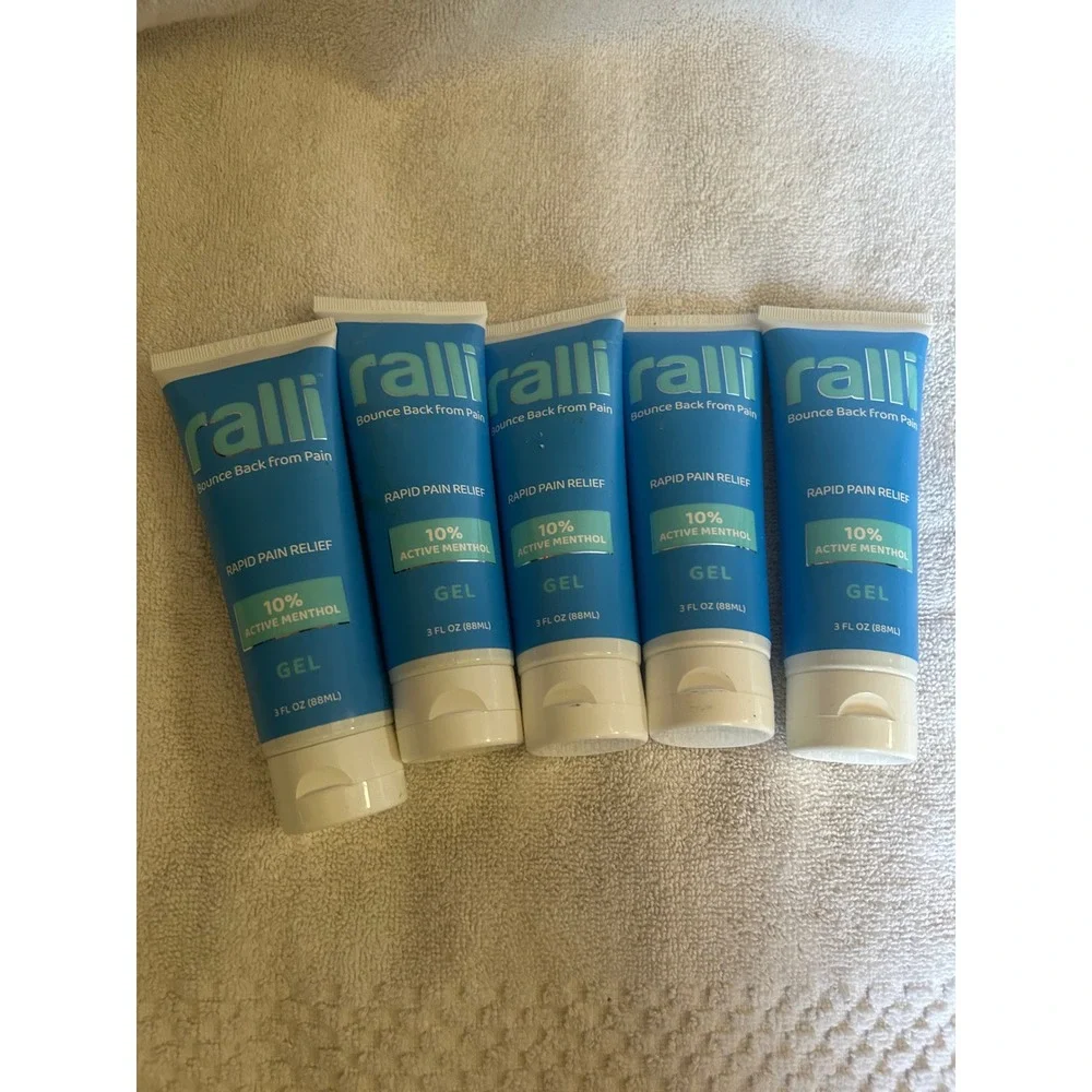 Lot of 5 Ralli Rapid Pain Relief Gel 10% Menthol Topical Analgesic 3oz Tubes